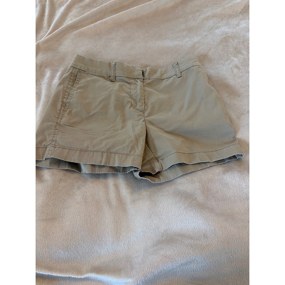 J.Crew Chino Shorts Womens 0 Khaki Tan Stretch Cotton Mid Rise G2331 SP17